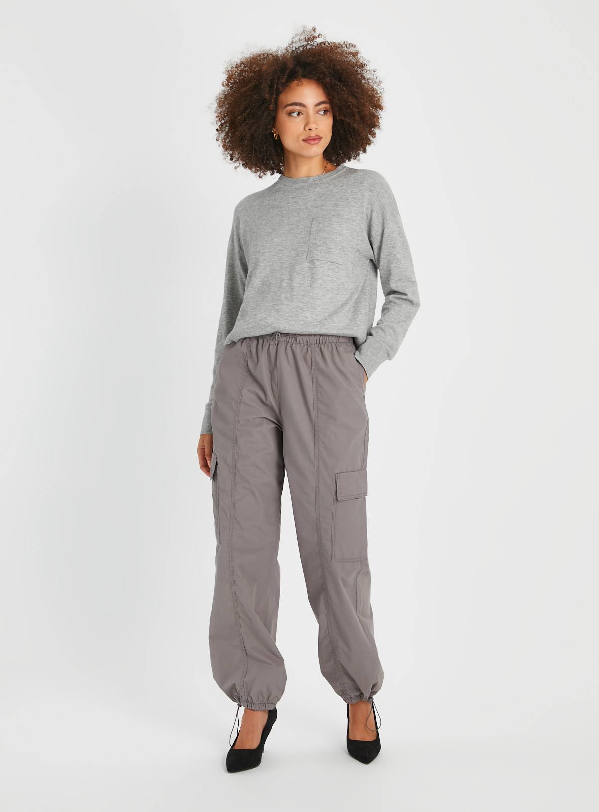 Light Grey Parachute Trousers  12 - Image 2